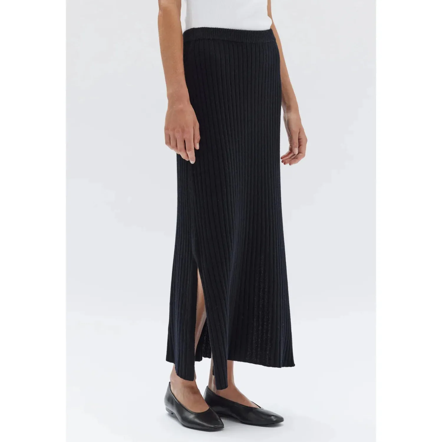 Online Assembly Label Wool Cashmere Rib Skirt - Black